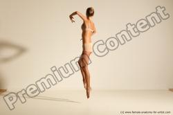 Underwear Gymnastic poses Woman White Moving poses Slim long blond Dynamic poses Academic